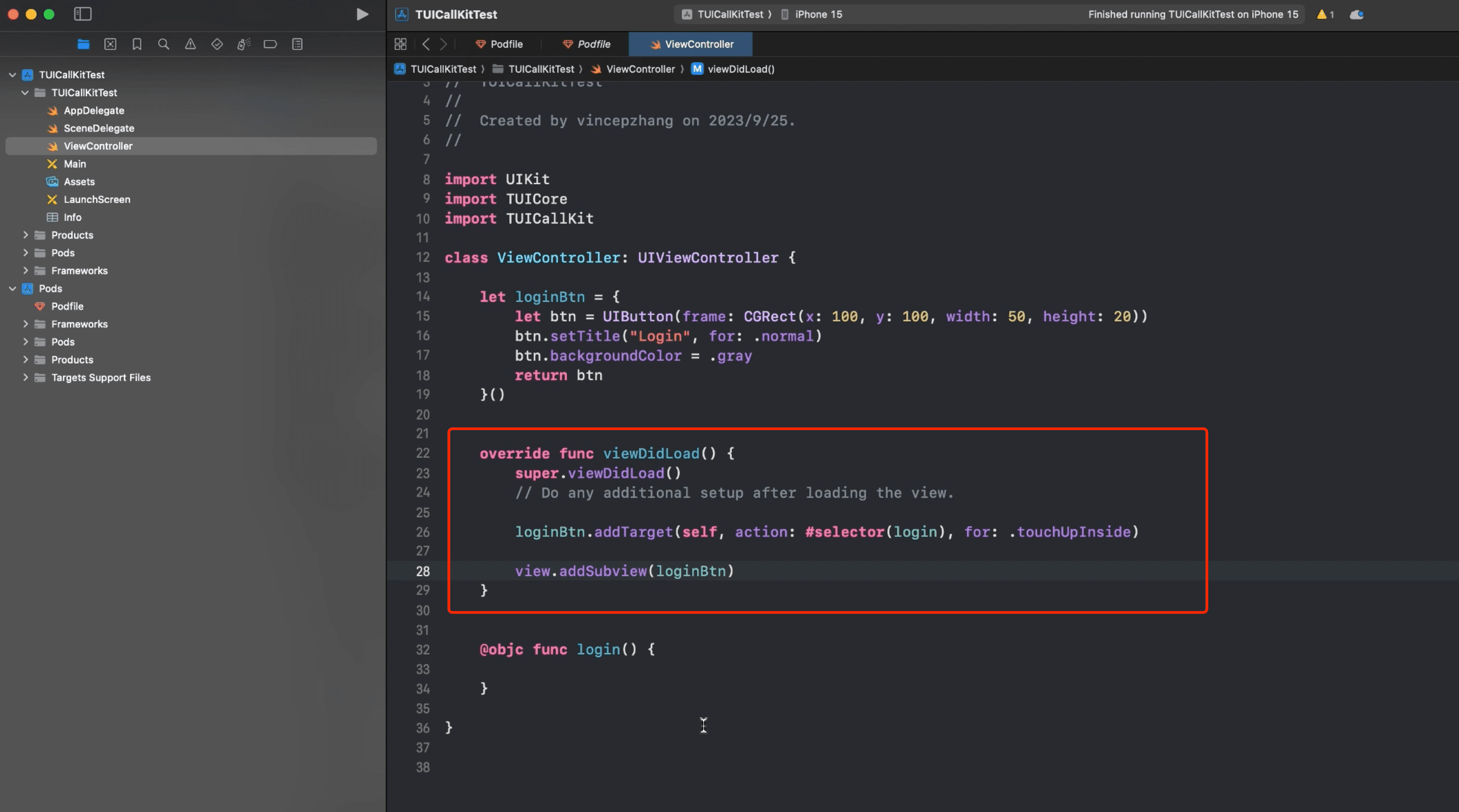 the code about adding event handling and setting the entry point for the click event.png