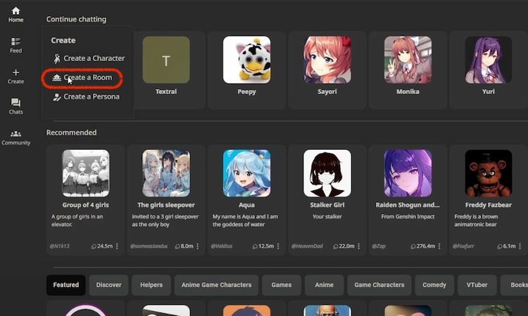 Use Character AI group chat on desktop