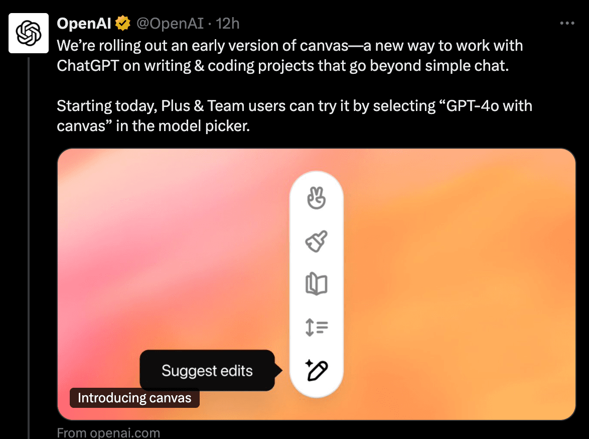 OpenAI's Canvas: A Breakthrough in AI-Assisted Content Creation and Coding