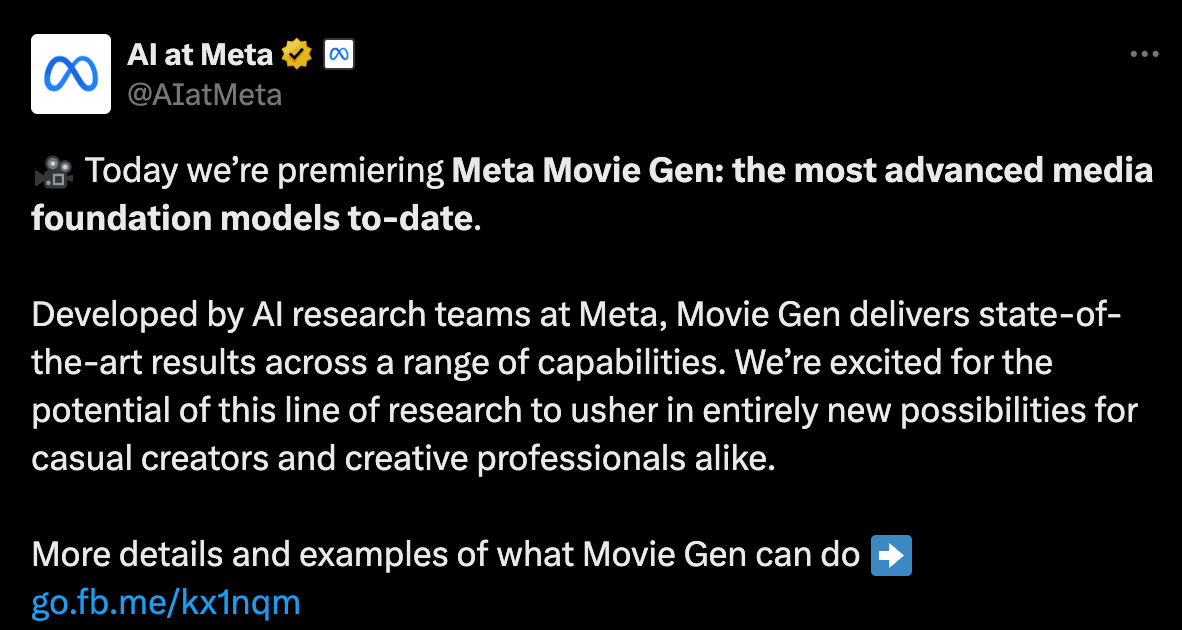 Meta Movie Gen: A New Milestone in AI Video Generation